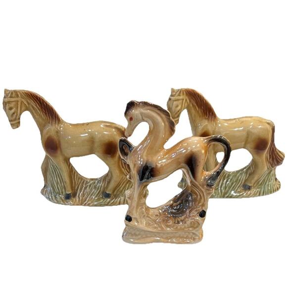 Vintage MCM Luster Ware Prancing Horse Porcelain Equestrian Figurine Brazil Made - Picture 1 of 10